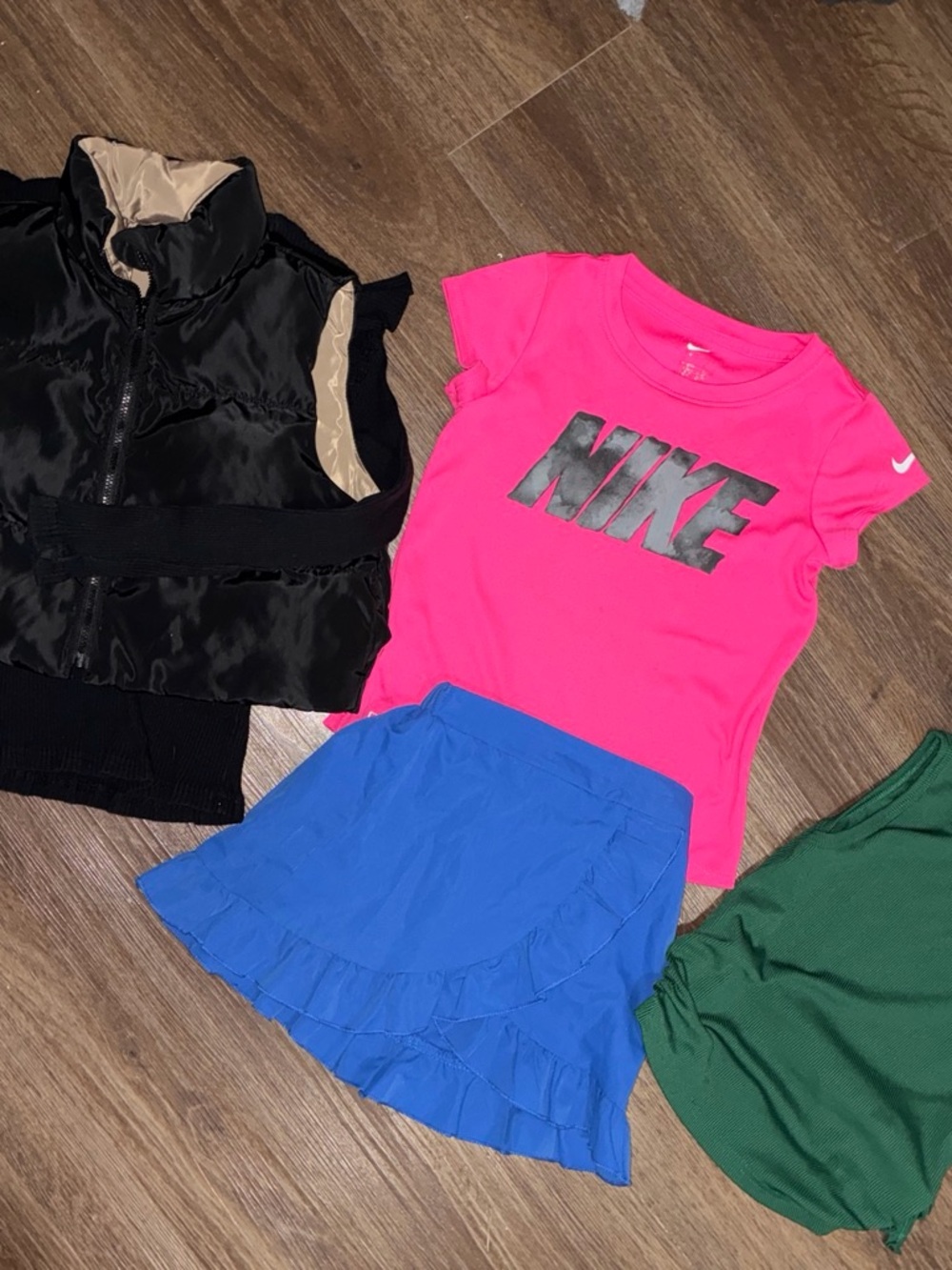 Nike Bright Pink Tee with Blue Layered Skort - Girls
